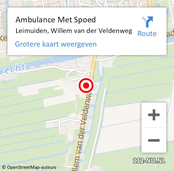 Locatie op kaart van de 112 melding: Ambulance Met Spoed Naar Leimuiden, Willem van der Veldenweg op 16 november 2023 11:57