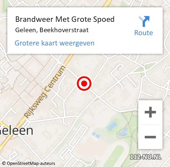 Locatie op kaart van de 112 melding: Brandweer Met Grote Spoed Naar Geleen, Beekhoverstraat op 16 november 2023 13:05