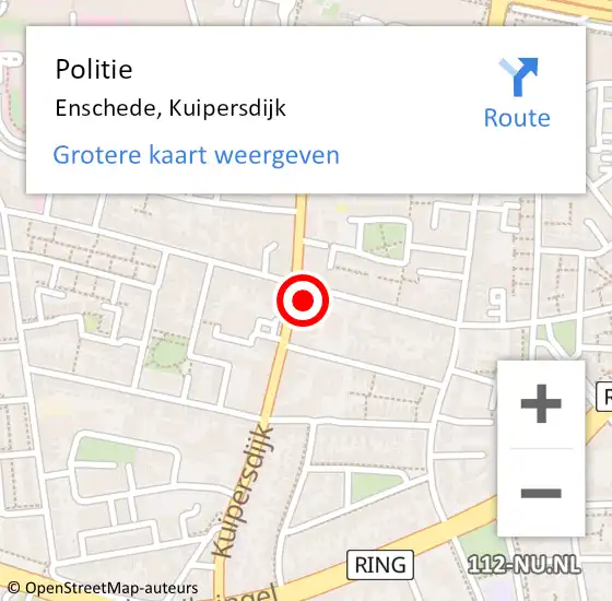 Locatie op kaart van de 112 melding: Politie Enschede, Kuipersdijk op 16 november 2023 13:06