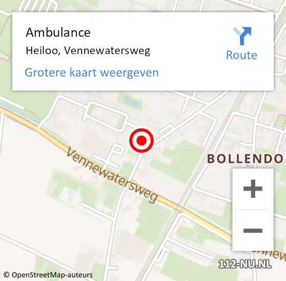 Locatie op kaart van de 112 melding: Ambulance Heiloo, Vennewatersweg op 16 november 2023 16:32