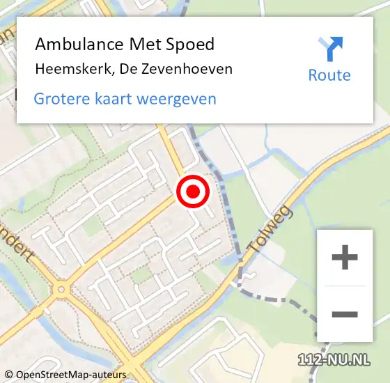 Locatie op kaart van de 112 melding: Ambulance Met Spoed Naar Heemskerk, De Zevenhoeven op 16 november 2023 16:36