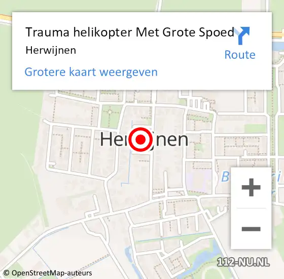 Locatie op kaart van de 112 melding: Trauma helikopter Met Grote Spoed Naar Herwijnen op 16 november 2023 16:51