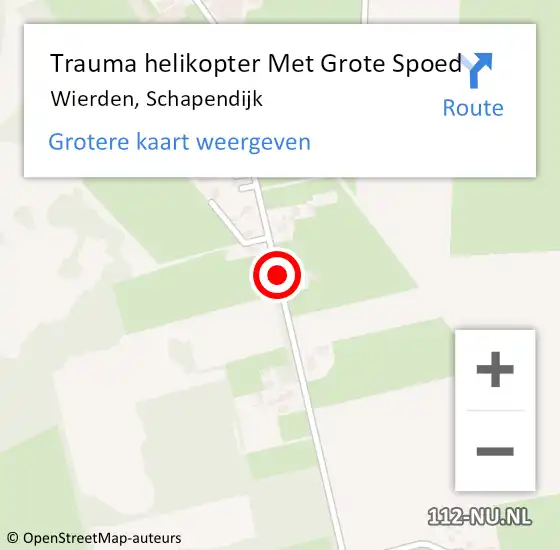 Locatie op kaart van de 112 melding: Trauma helikopter Met Grote Spoed Naar Wierden, Schapendijk op 16 november 2023 17:09