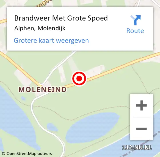 Locatie op kaart van de 112 melding: Brandweer Met Grote Spoed Naar Alphen, Molendijk op 16 november 2023 17:24