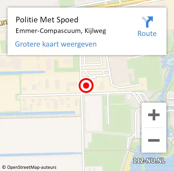 Locatie op kaart van de 112 melding: Politie Met Spoed Naar Emmer-Compascuum, Kijlweg op 16 november 2023 17:27