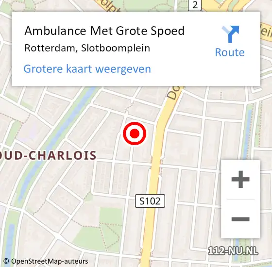 Locatie op kaart van de 112 melding: Ambulance Met Grote Spoed Naar Rotterdam, Slotboomplein op 16 november 2023 17:41