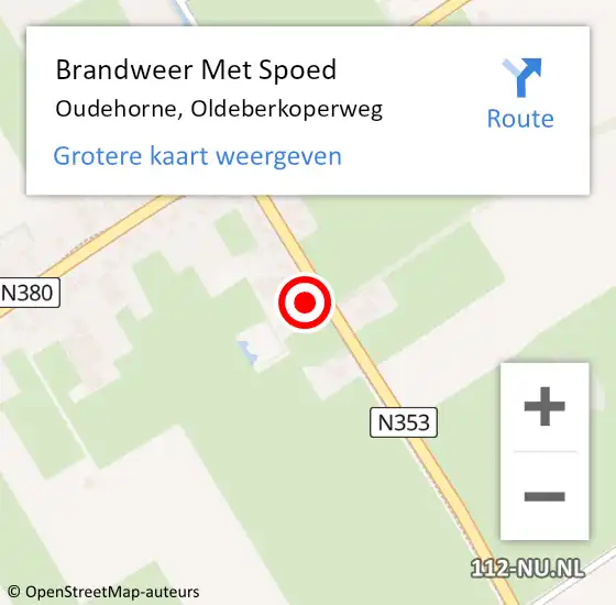 Locatie op kaart van de 112 melding: Brandweer Met Spoed Naar Oudehorne, Oldeberkoperweg op 16 november 2023 18:26