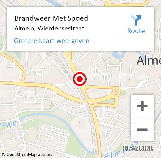 Locatie op kaart van de 112 melding: Brandweer Met Spoed Naar Almelo, Wierdensestraat op 16 november 2023 18:49