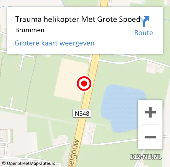 Locatie op kaart van de 112 melding: Trauma helikopter Met Grote Spoed Naar Brummen op 16 november 2023 18:50