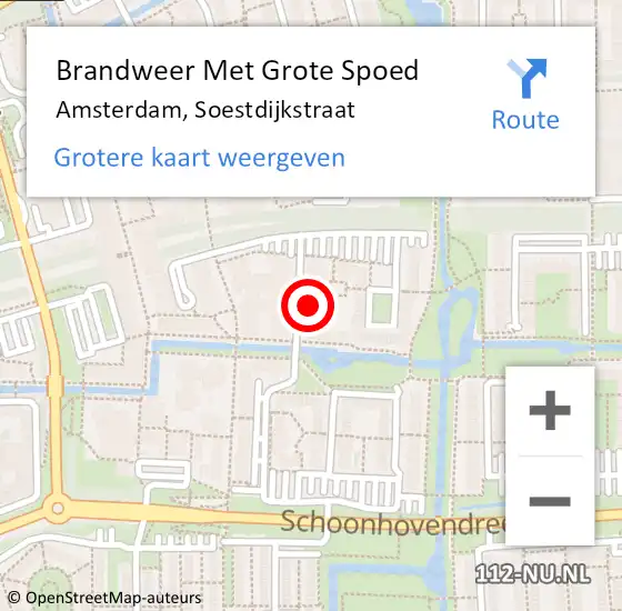 Locatie op kaart van de 112 melding: Brandweer Met Grote Spoed Naar Amsterdam, Soestdijkstraat op 16 november 2023 19:13