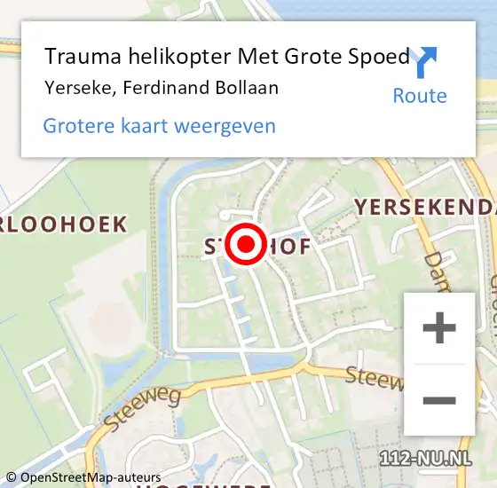 Locatie op kaart van de 112 melding: Trauma helikopter Met Grote Spoed Naar Yerseke, Ferdinand Bollaan op 16 november 2023 21:34