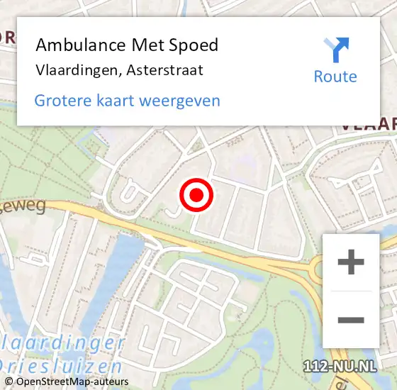 Locatie op kaart van de 112 melding: Ambulance Met Spoed Naar Vlaardingen, Asterstraat op 16 november 2023 22:36