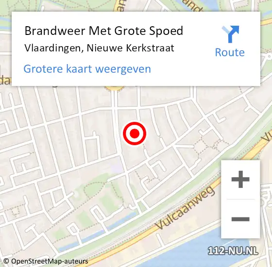 Locatie op kaart van de 112 melding: Brandweer Met Grote Spoed Naar Vlaardingen, Nieuwe Kerkstraat op 16 november 2023 23:59