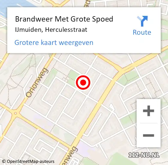 Locatie op kaart van de 112 melding: Brandweer Met Grote Spoed Naar IJmuiden, Herculesstraat op 17 november 2023 01:01