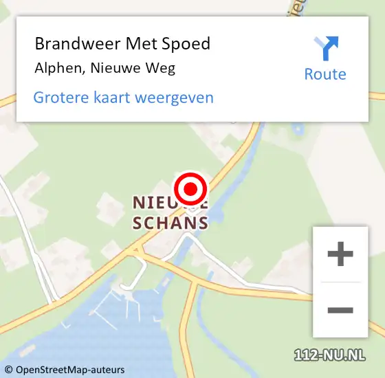 Locatie op kaart van de 112 melding: Brandweer Met Spoed Naar Alphen, Nieuwe Weg op 17 november 2023 01:23