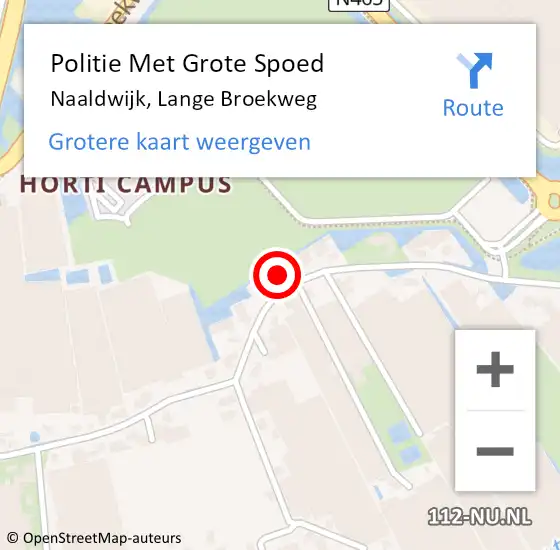 Locatie op kaart van de 112 melding: Politie Met Grote Spoed Naar Naaldwijk, Lange Broekweg op 17 november 2023 06:57
