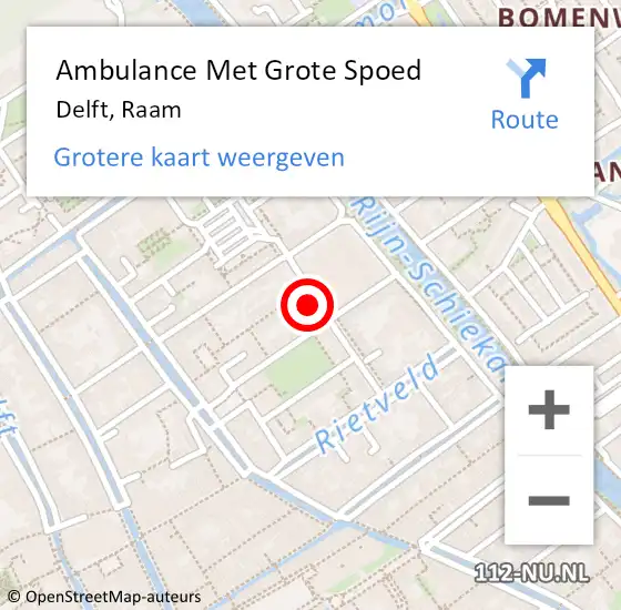 Locatie op kaart van de 112 melding: Ambulance Met Grote Spoed Naar Delft, Raam op 17 november 2023 08:25