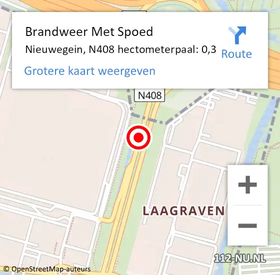 Locatie op kaart van de 112 melding: Brandweer Met Spoed Naar Nieuwegein, N408 hectometerpaal: 0,3 op 17 november 2023 09:06