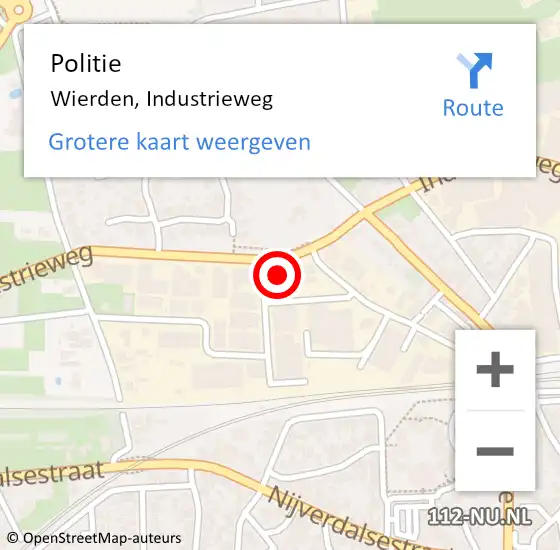 Locatie op kaart van de 112 melding: Politie Wierden, Industrieweg op 17 november 2023 09:08