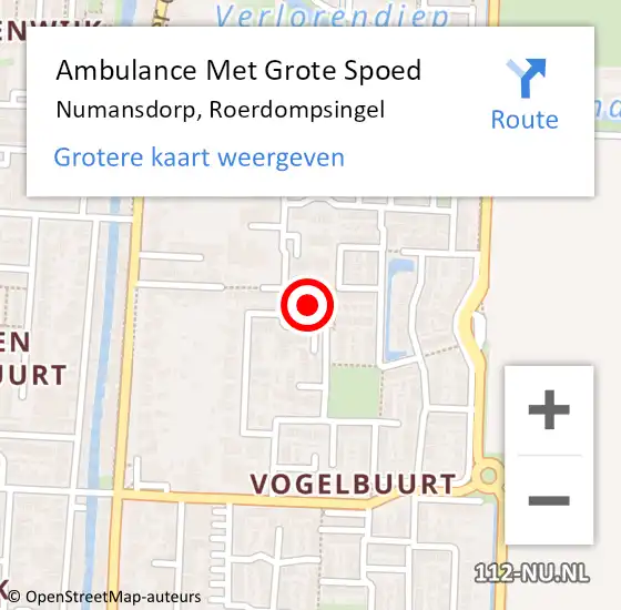Locatie op kaart van de 112 melding: Ambulance Met Grote Spoed Naar Numansdorp, Roerdompsingel op 17 november 2023 09:33