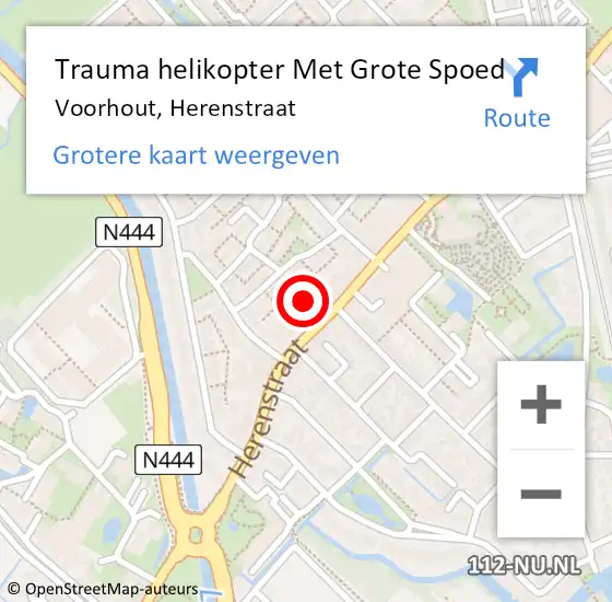 Locatie op kaart van de 112 melding: Trauma helikopter Met Grote Spoed Naar Voorhout, Herenstraat op 17 november 2023 10:11