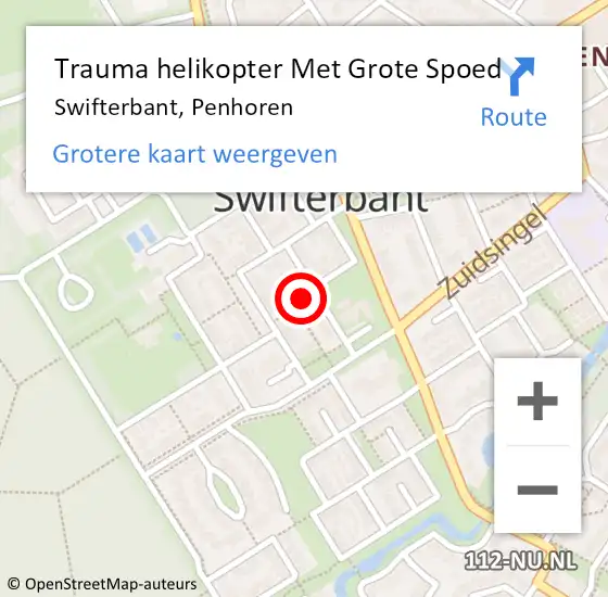 Locatie op kaart van de 112 melding: Trauma helikopter Met Grote Spoed Naar Swifterbant, Penhoren op 17 november 2023 12:15