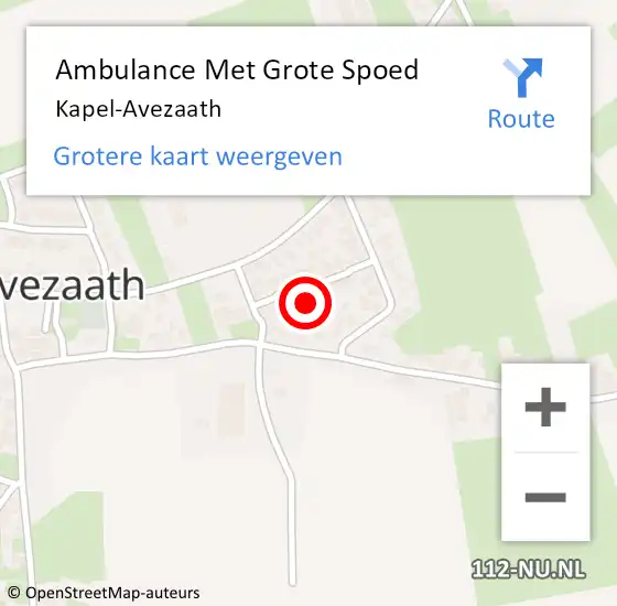 Locatie op kaart van de 112 melding: Ambulance Met Grote Spoed Naar Kapel-Avezaath op 17 november 2023 12:24