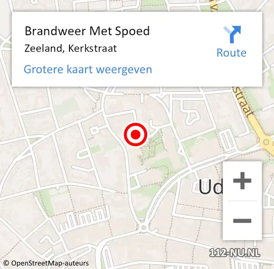 Locatie op kaart van de 112 melding: Brandweer Met Spoed Naar Zeeland, Kerkstraat op 17 november 2023 12:43