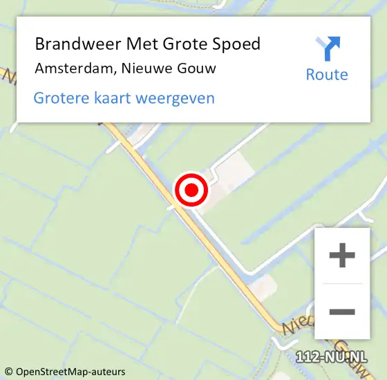 Locatie op kaart van de 112 melding: Brandweer Met Grote Spoed Naar Amsterdam, Nieuwe Gouw op 17 november 2023 12:48