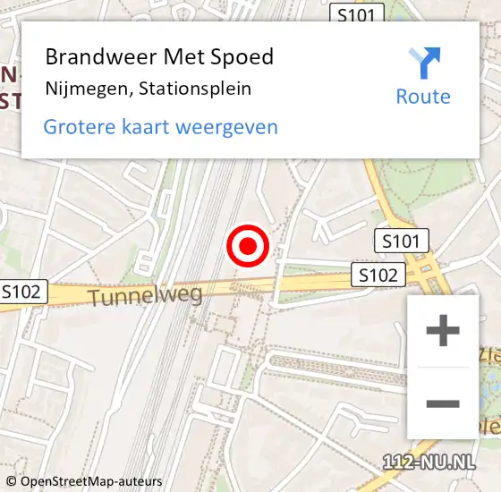 Locatie op kaart van de 112 melding: Brandweer Met Spoed Naar Nijmegen, Stationsplein op 17 november 2023 12:53