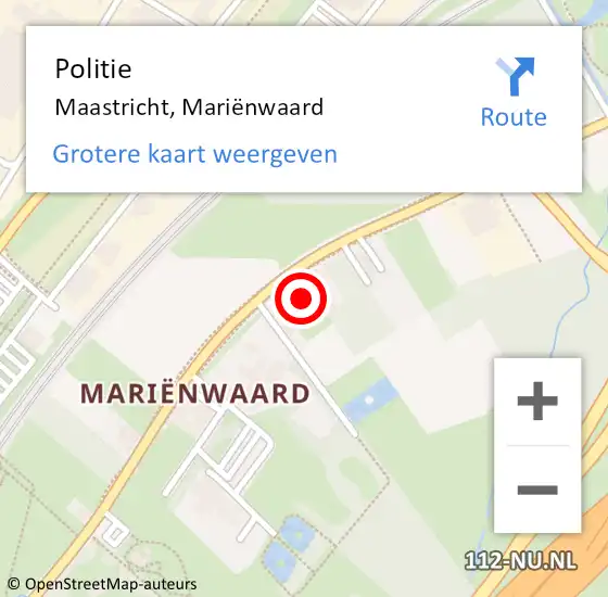 Locatie op kaart van de 112 melding: Politie Maastricht, Mariënwaard op 17 november 2023 14:04