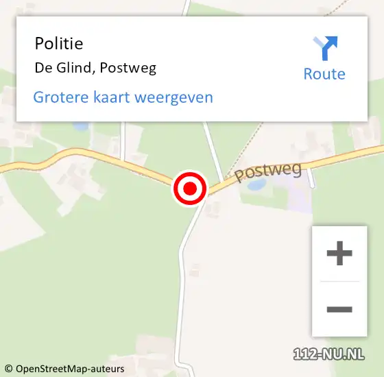 Locatie op kaart van de 112 melding: Politie De Glind, Postweg op 17 november 2023 14:32