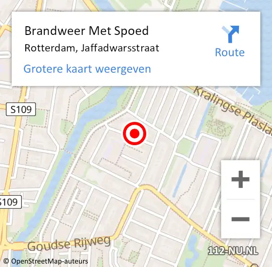 Locatie op kaart van de 112 melding: Brandweer Met Spoed Naar Rotterdam, Jaffadwarsstraat op 17 november 2023 14:36