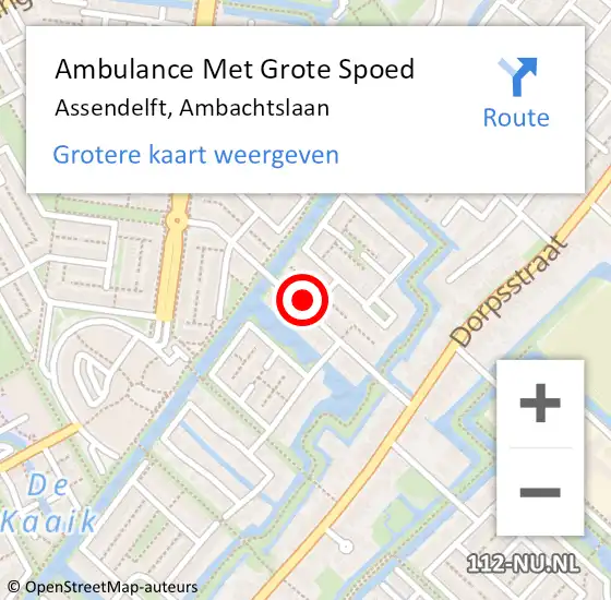 Locatie op kaart van de 112 melding: Ambulance Met Grote Spoed Naar Assendelft, Ambachtslaan op 17 november 2023 15:24