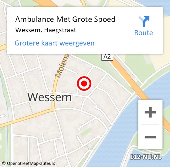 Locatie op kaart van de 112 melding: Ambulance Met Grote Spoed Naar Wessem, Haegstraat op 17 november 2023 15:33