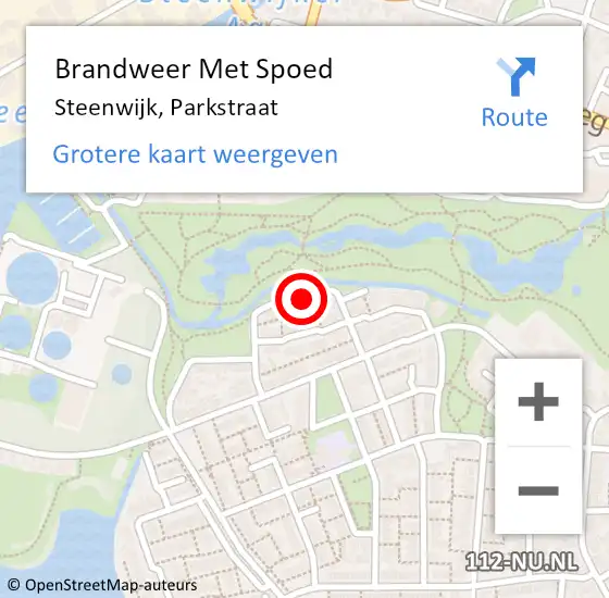 Locatie op kaart van de 112 melding: Brandweer Met Spoed Naar Steenwijk, Parkstraat op 17 november 2023 15:57
