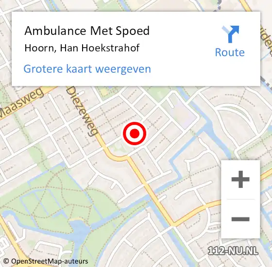 Locatie op kaart van de 112 melding: Ambulance Met Spoed Naar Hoorn, Han Hoekstrahof op 17 november 2023 16:58