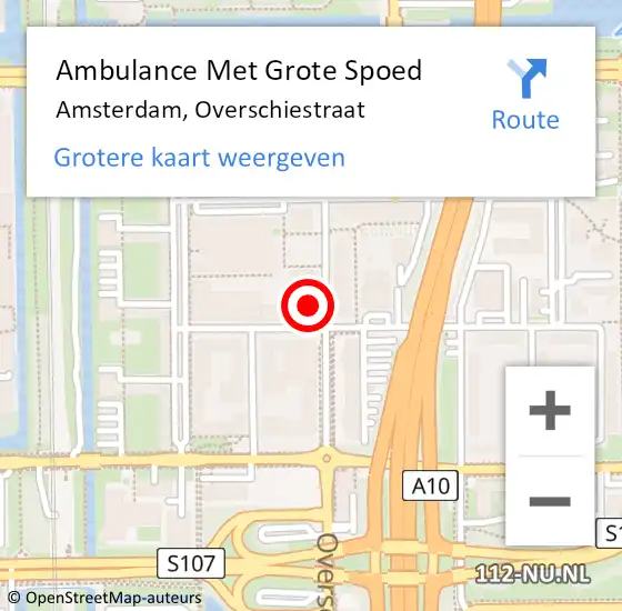 Locatie op kaart van de 112 melding: Ambulance Met Grote Spoed Naar Amsterdam, Overschiestraat op 17 november 2023 17:27