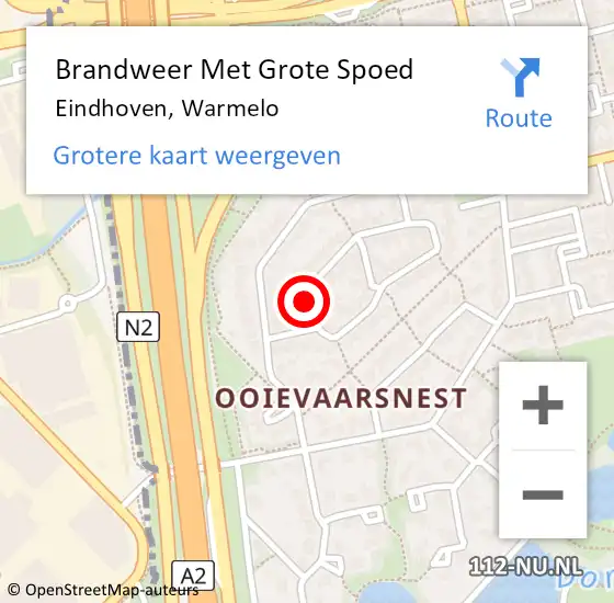 Locatie op kaart van de 112 melding: Brandweer Met Grote Spoed Naar Eindhoven, Warmelo op 17 november 2023 18:49