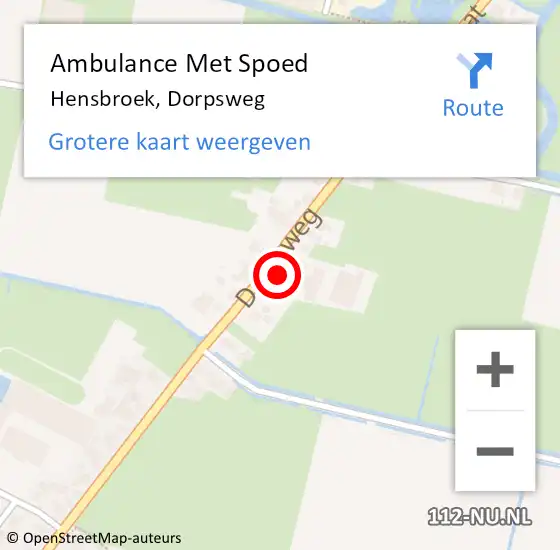 Locatie op kaart van de 112 melding: Ambulance Met Spoed Naar Hensbroek, Dorpsweg op 17 november 2023 21:18