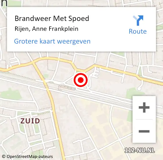 Locatie op kaart van de 112 melding: Brandweer Met Spoed Naar Rijen, Anne Frankplein op 17 november 2023 22:38