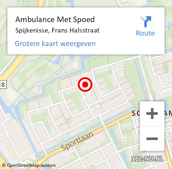 Locatie op kaart van de 112 melding: Ambulance Met Spoed Naar Spijkenisse, Frans Halsstraat op 17 november 2023 22:39