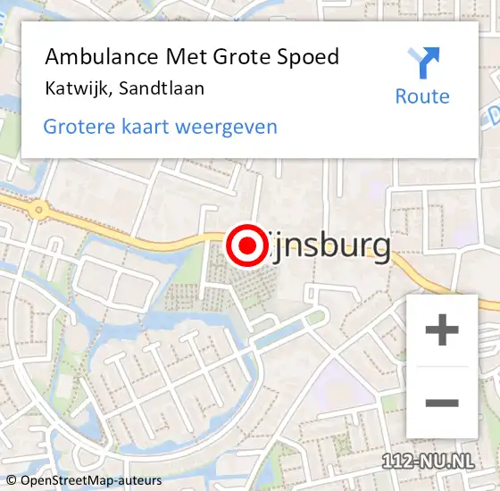 Locatie op kaart van de 112 melding: Ambulance Met Grote Spoed Naar Rijnsburg, Sandtlaan op 17 november 2023 22:57
