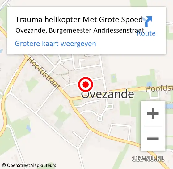 Locatie op kaart van de 112 melding: Trauma helikopter Met Grote Spoed Naar Ovezande, Burgemeester Andriessenstraat op 17 november 2023 23:51