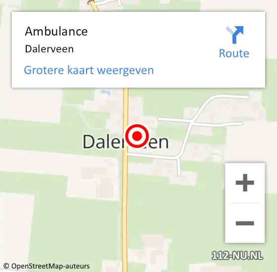 Locatie op kaart van de 112 melding: Ambulance Dalerveen op 18 november 2023 00:41