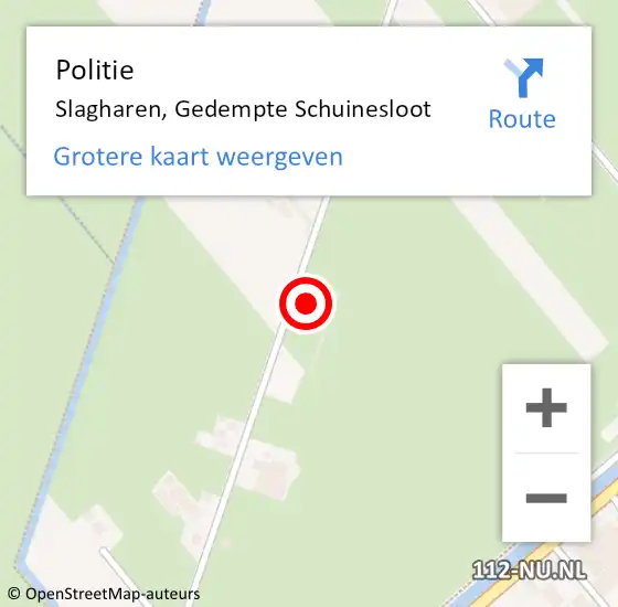 Locatie op kaart van de 112 melding: Politie Slagharen, Gedempte Schuinesloot op 18 november 2023 04:28
