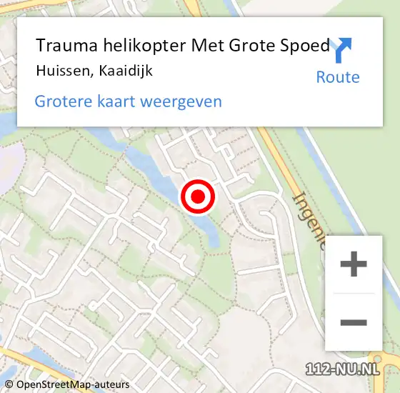 Locatie op kaart van de 112 melding: Trauma helikopter Met Grote Spoed Naar Huissen, Kaaidijk op 18 november 2023 09:53