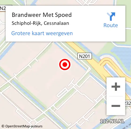 Locatie op kaart van de 112 melding: Brandweer Met Spoed Naar Schiphol-Rijk, Cessnalaan op 18 november 2023 10:00