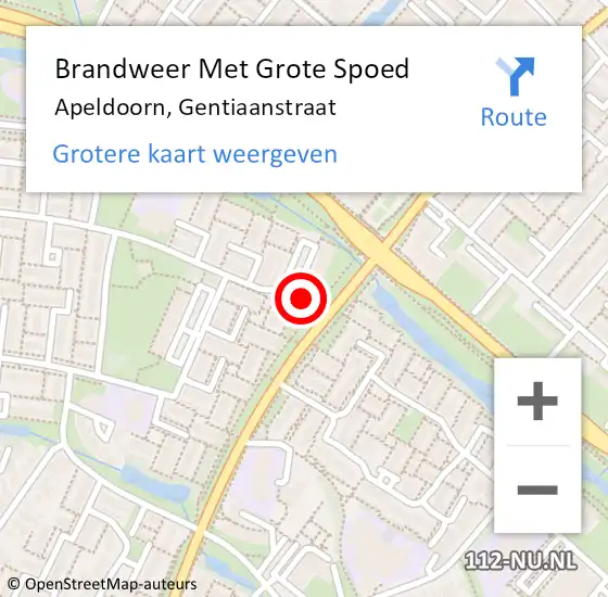Locatie op kaart van de 112 melding: Brandweer Met Grote Spoed Naar Apeldoorn, Gentiaanstraat op 18 november 2023 10:10