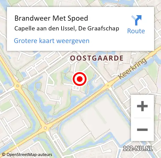 Locatie op kaart van de 112 melding: Brandweer Met Spoed Naar Capelle aan den IJssel, De Graafschap op 18 november 2023 11:21